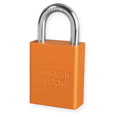American Lock A1105orj Lockout Padlock, Keyed Different, Aluminum, Orange, 1 In