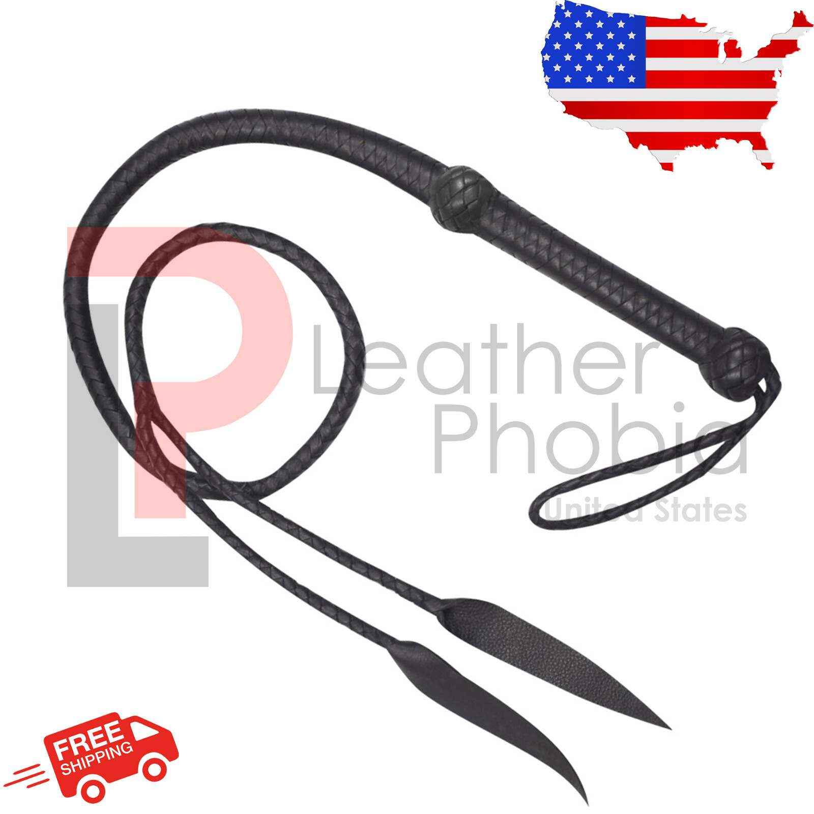 Genuine Cow hide Black Leather 04 Feet Long 12 Plait Whip Tail Bullwhip