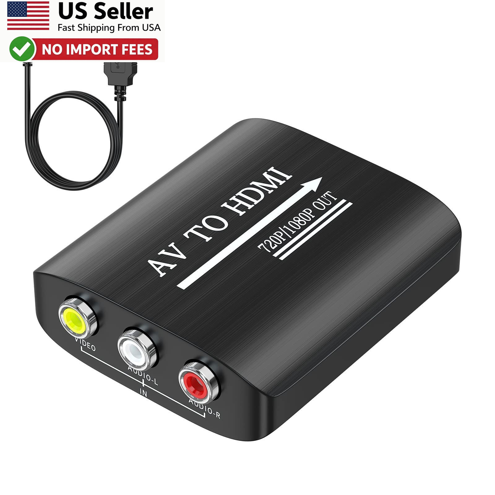 GINGIN AV to HDMI Converter 1080p Adapter for PS2 Xbox WII N64 VHS DVD FROM USA