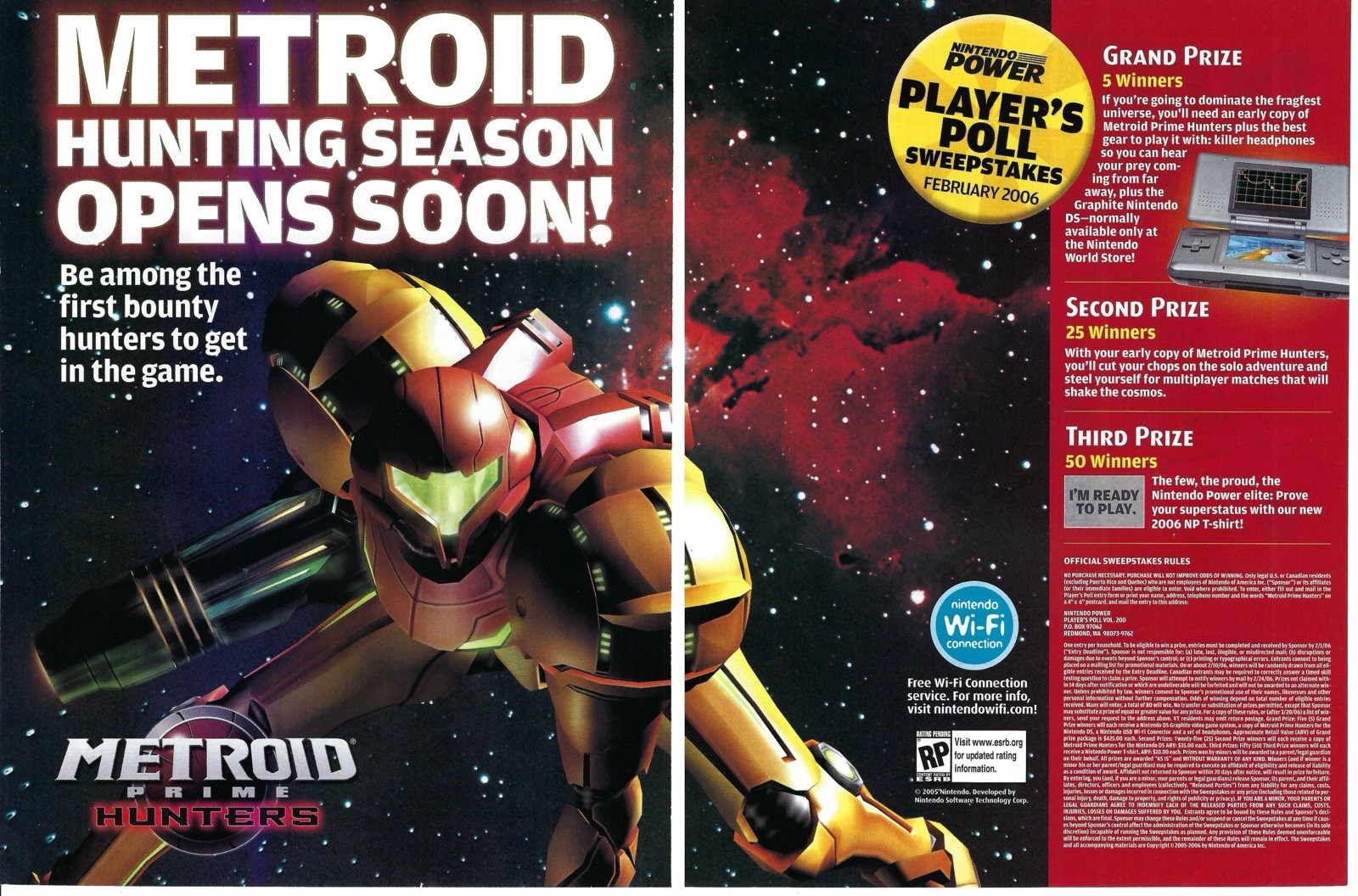 2006 Nintendo Power Metroid Prime Hunters Players Sweepstakes Print Ad/Poster