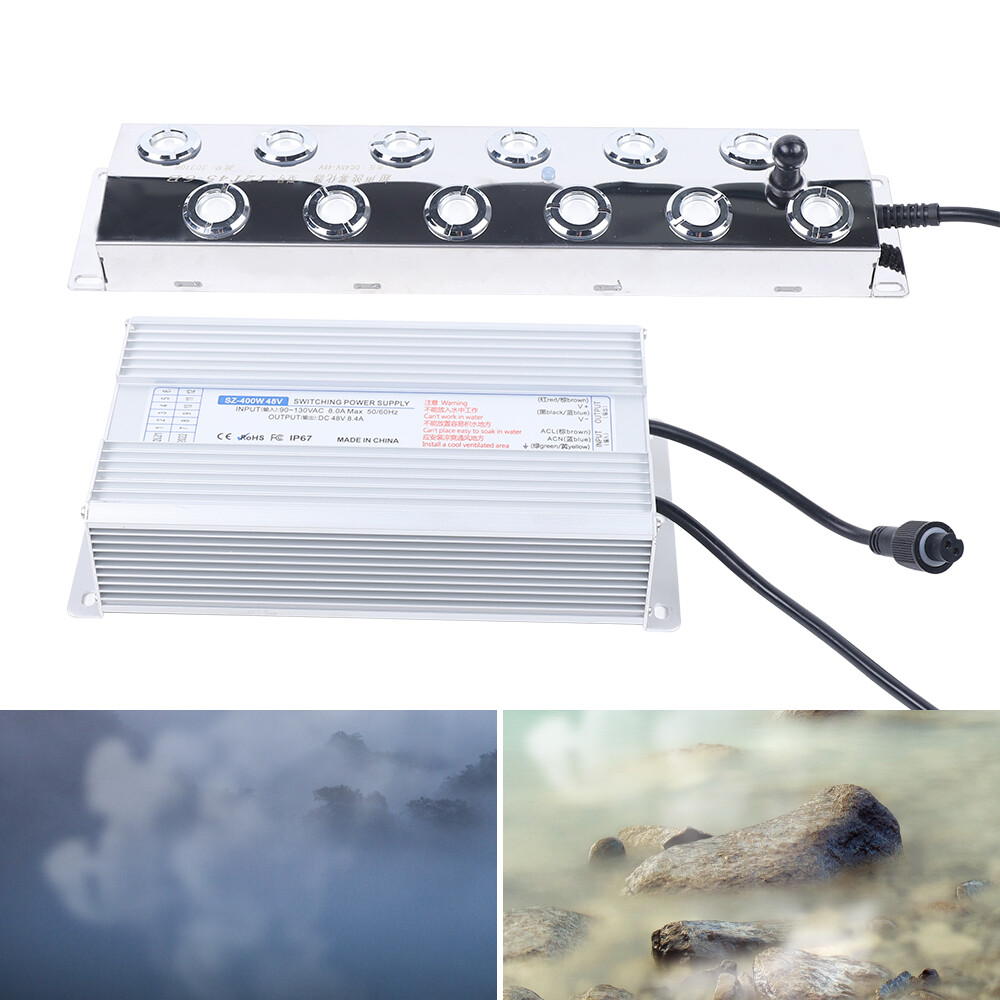 Ultrasonic 12 Head Mist Humidifier Silver Pond Fogger for Indoor/Outdoor Garden