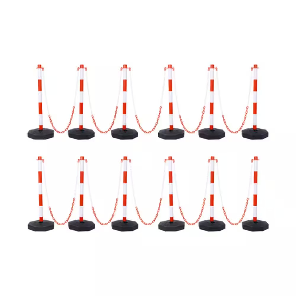 32.62 In. White Red Traffic Post Cones Floor Sign with Fillable Base and Adjusta