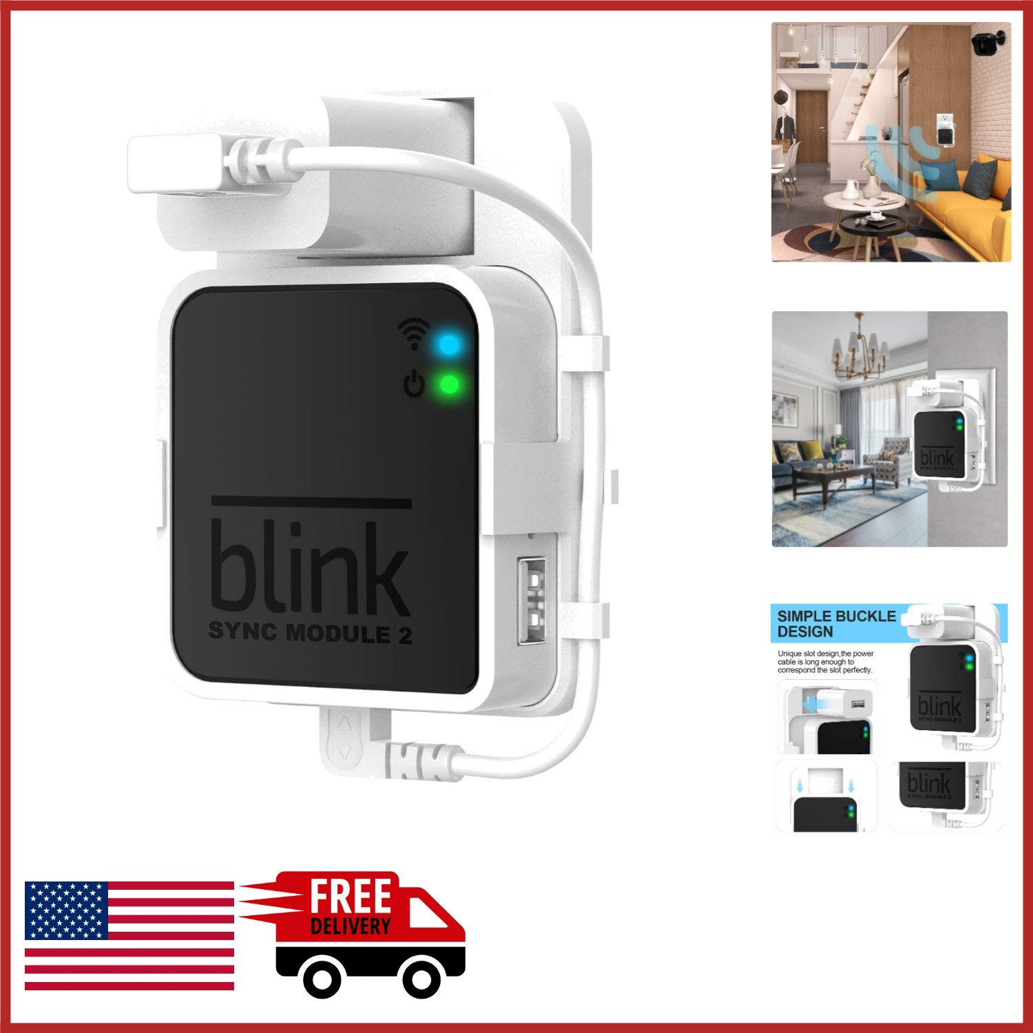 Blink Sync Module 2 Mount Bracket Holder for Indoor Outdoor Use White