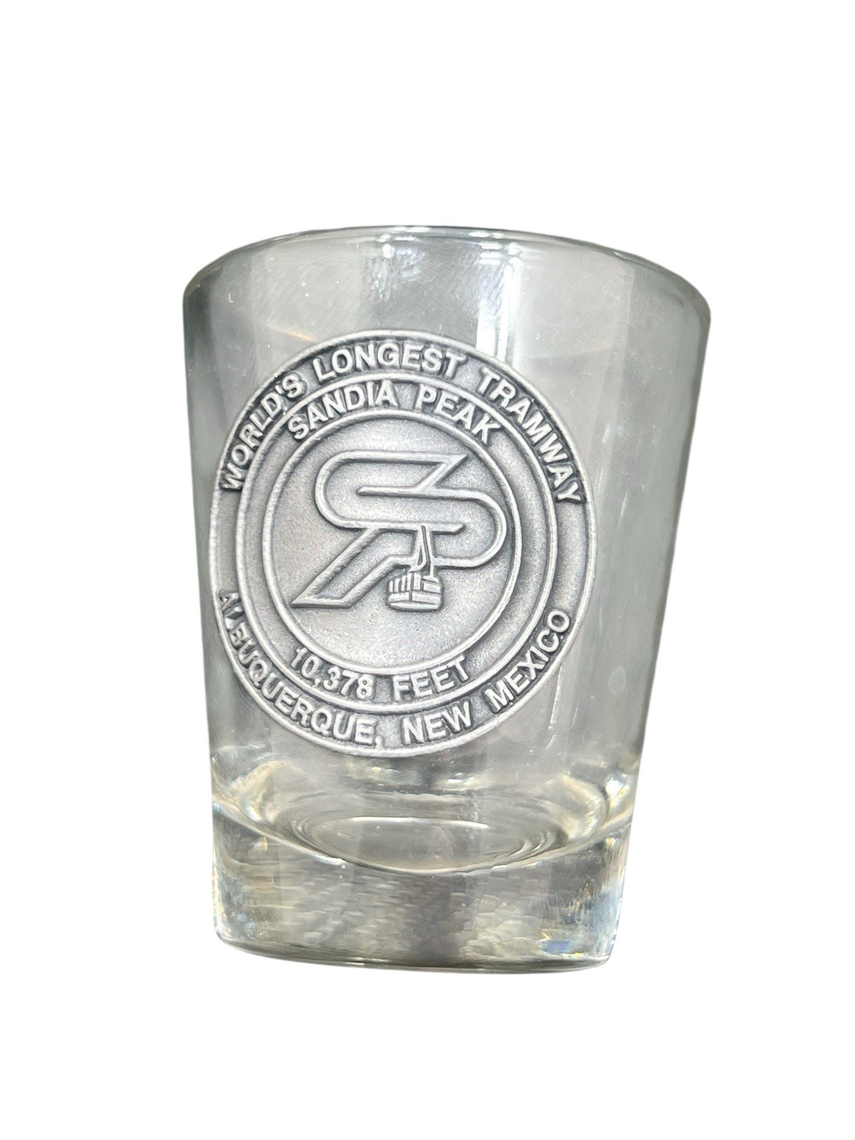 VTG Shot Glass World’s Longest Tramway Sandia Peak 10,378 Ft Albuquerque Pewter