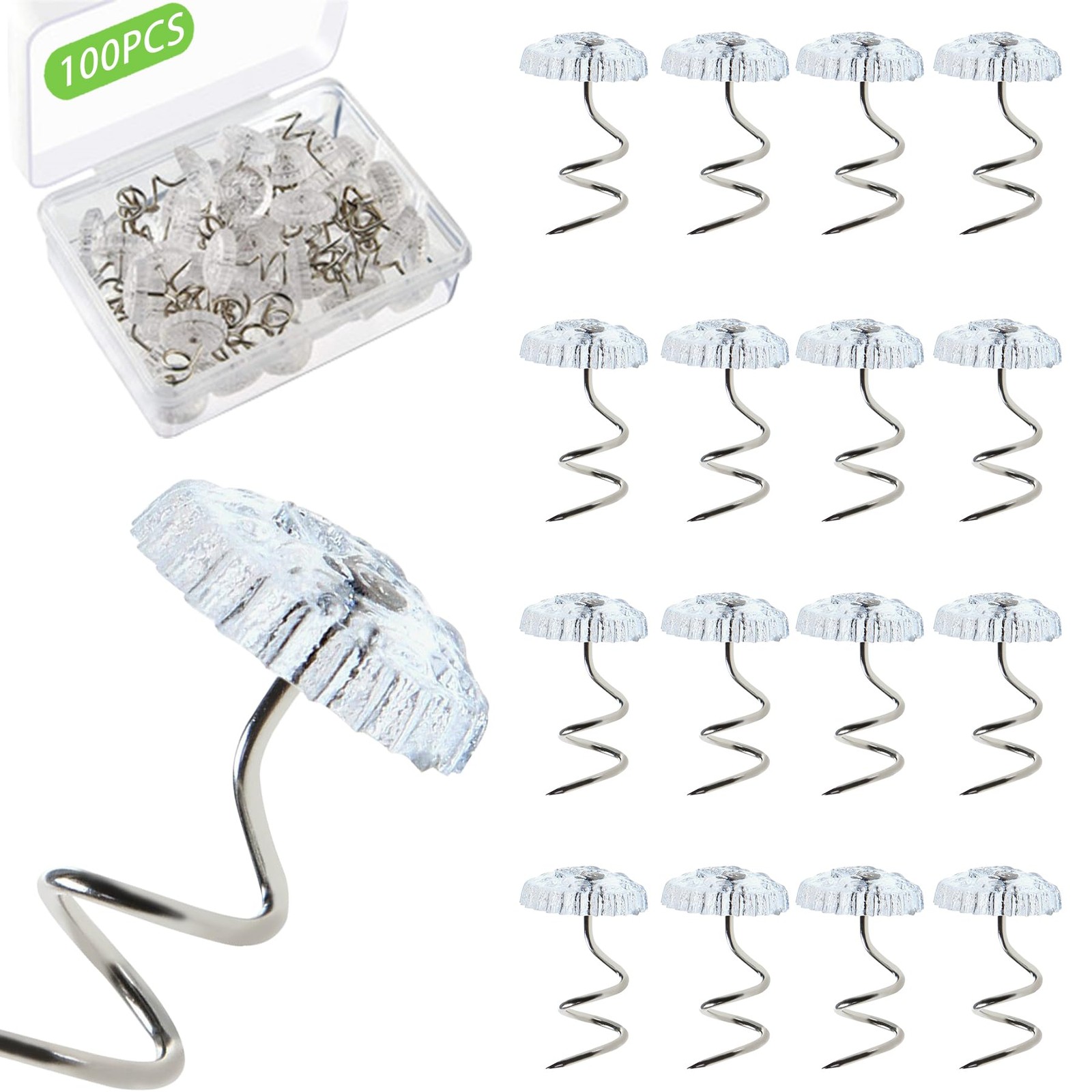 100 Pcs Bedskirt Pins, Bed Skirt and Upholstery Twist, Clear Heads, Fabric an...