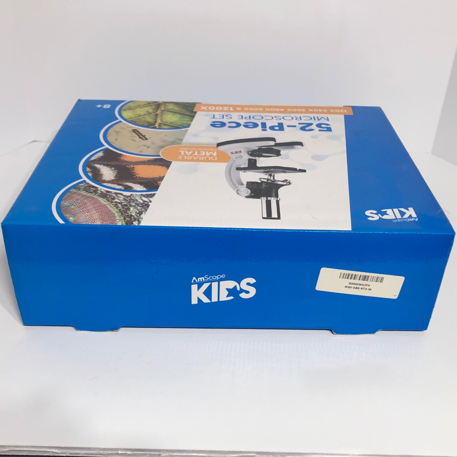 AmScope 52pc 120X-1200X Kids Starter Compound Microscope Portable Science Kit