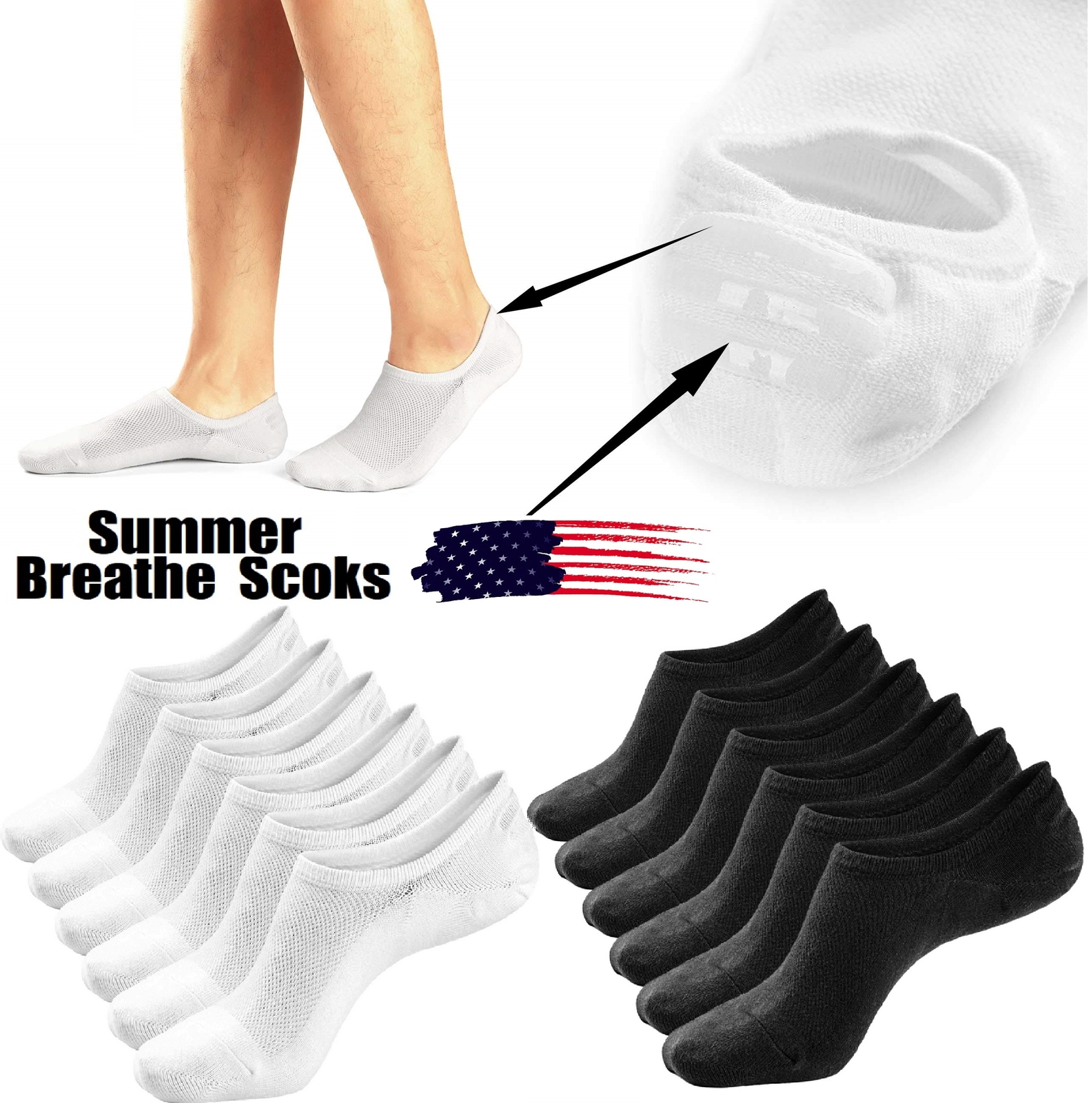 12× Cotton Bamboo Socks Summer Breathe Scoks Low Cut Sport Nonslip Men/Women USA