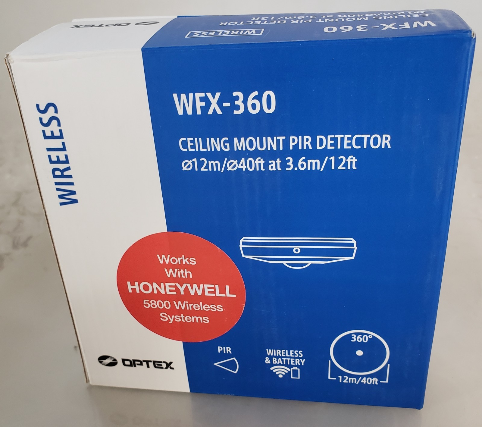 Optex WFX-360HW Ceiling Mount Wireless PIR Director 12m/40ft at 3.6m/12ft *NEW*