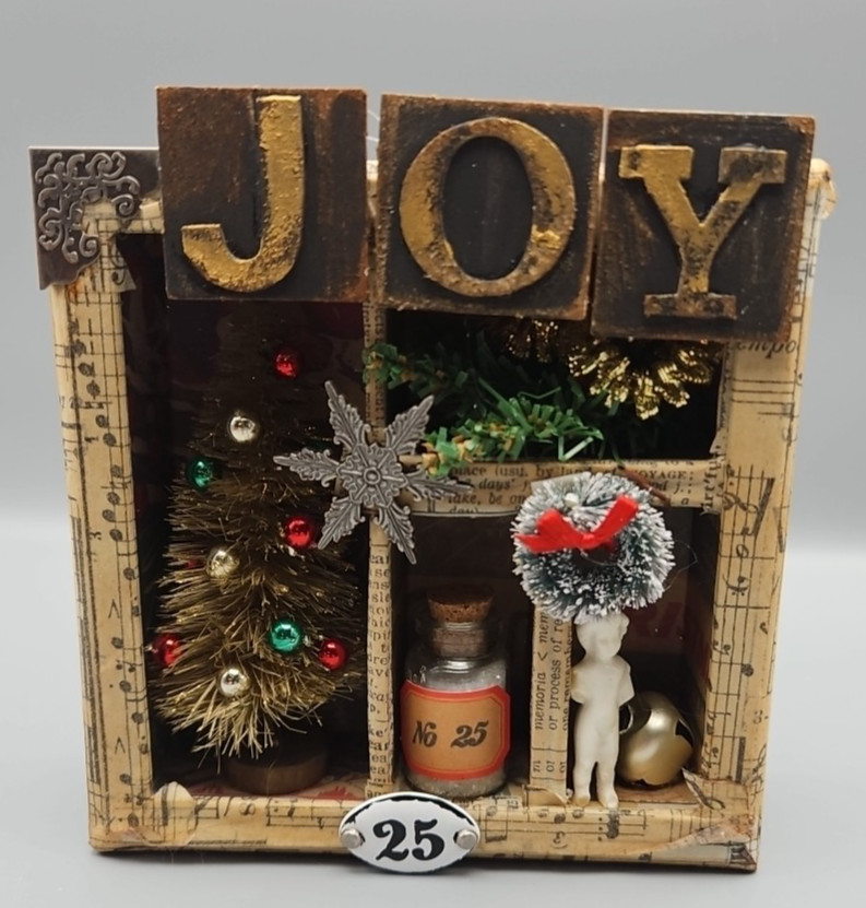 Pair Handmade Decorative Xmas Shadow Boxes, 22B