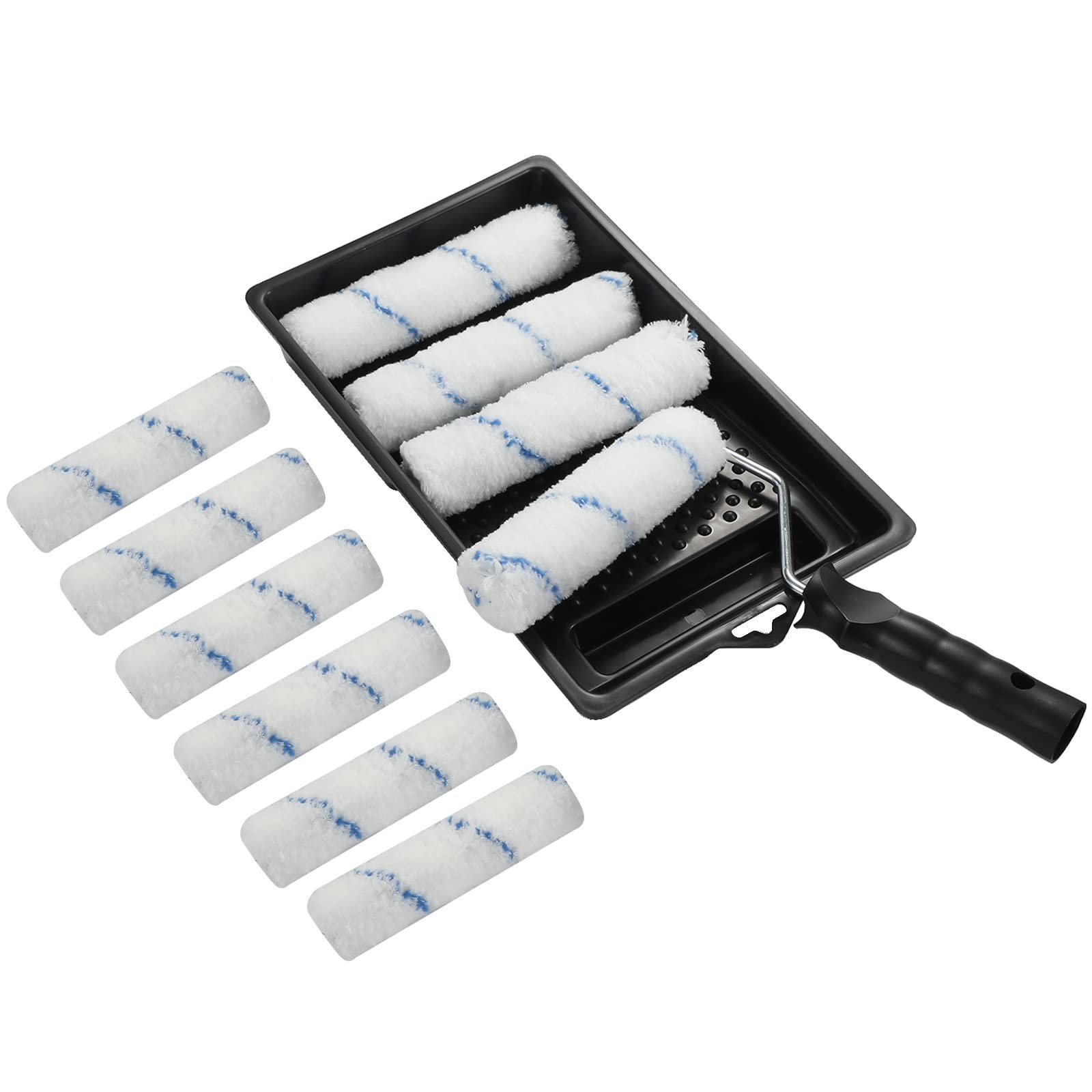 Paint Roller,6 Inch High-Density Microfiber Roller Refills,Paint Tray, Mini R...