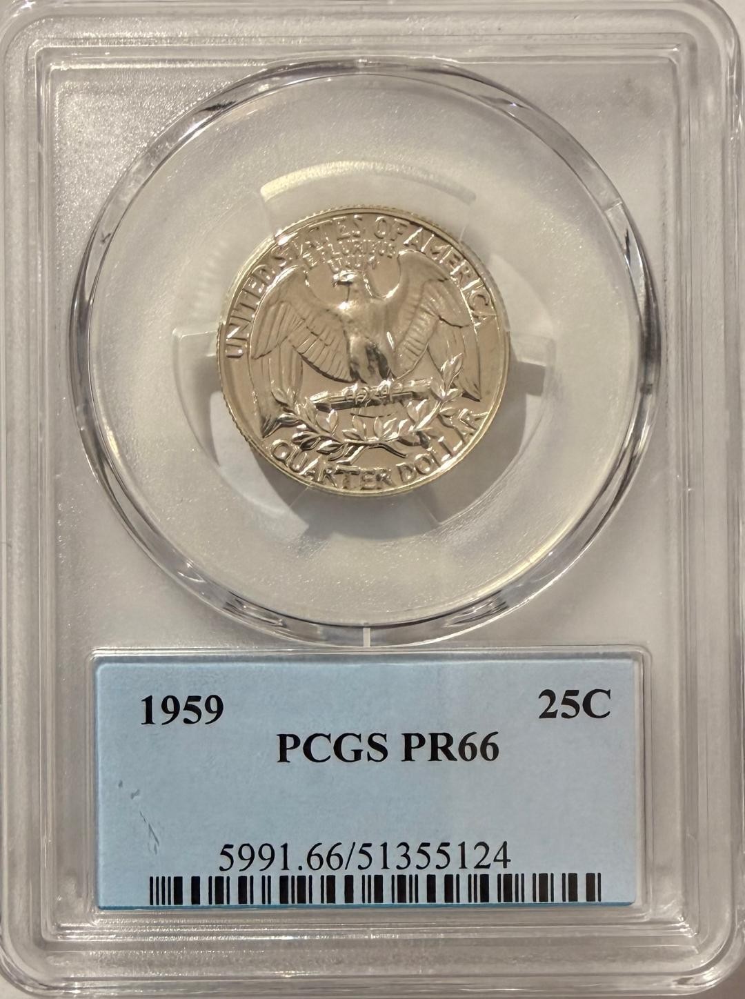 1959 Washington silver quarter 25C PCGS PR66