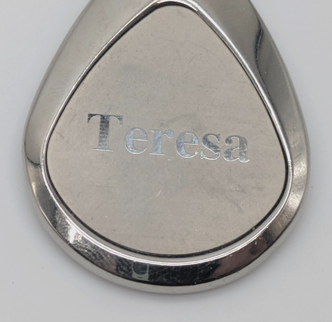 Namesake "TERESA" Silvertone Teardrop Keyring