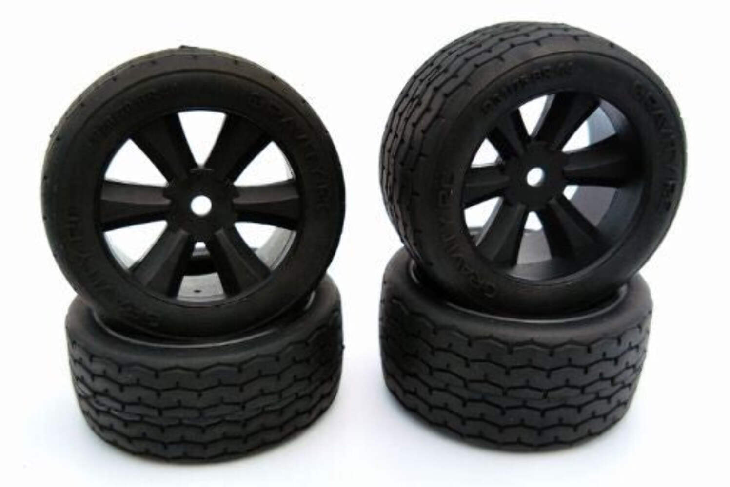 GRAVITY RC VTA TIRES AND WHEELS PRE GLUED (4) BLACK WHEELS [GRC145B]