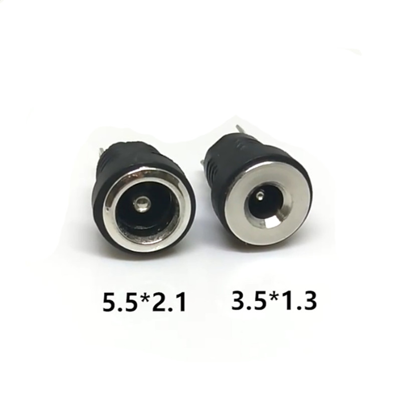 DC-022 Power Socket 2-Pin Round Hole Threaded Female 5.5 *2.1/2.5mm 3.5*1.3mm