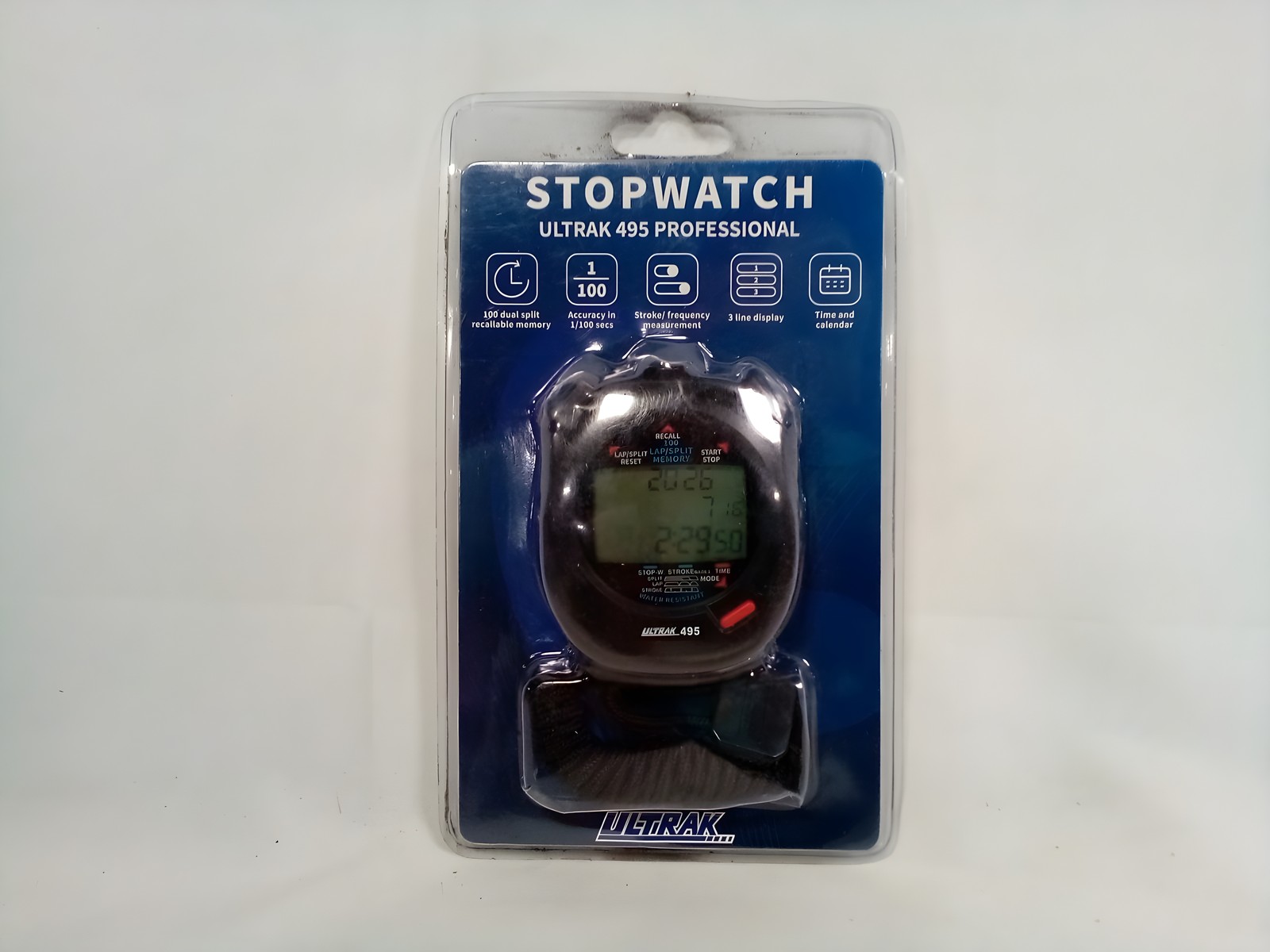 Ultrak 495 Professional Digital Stopwatch, 100-Lap Dual Split Memory, Black