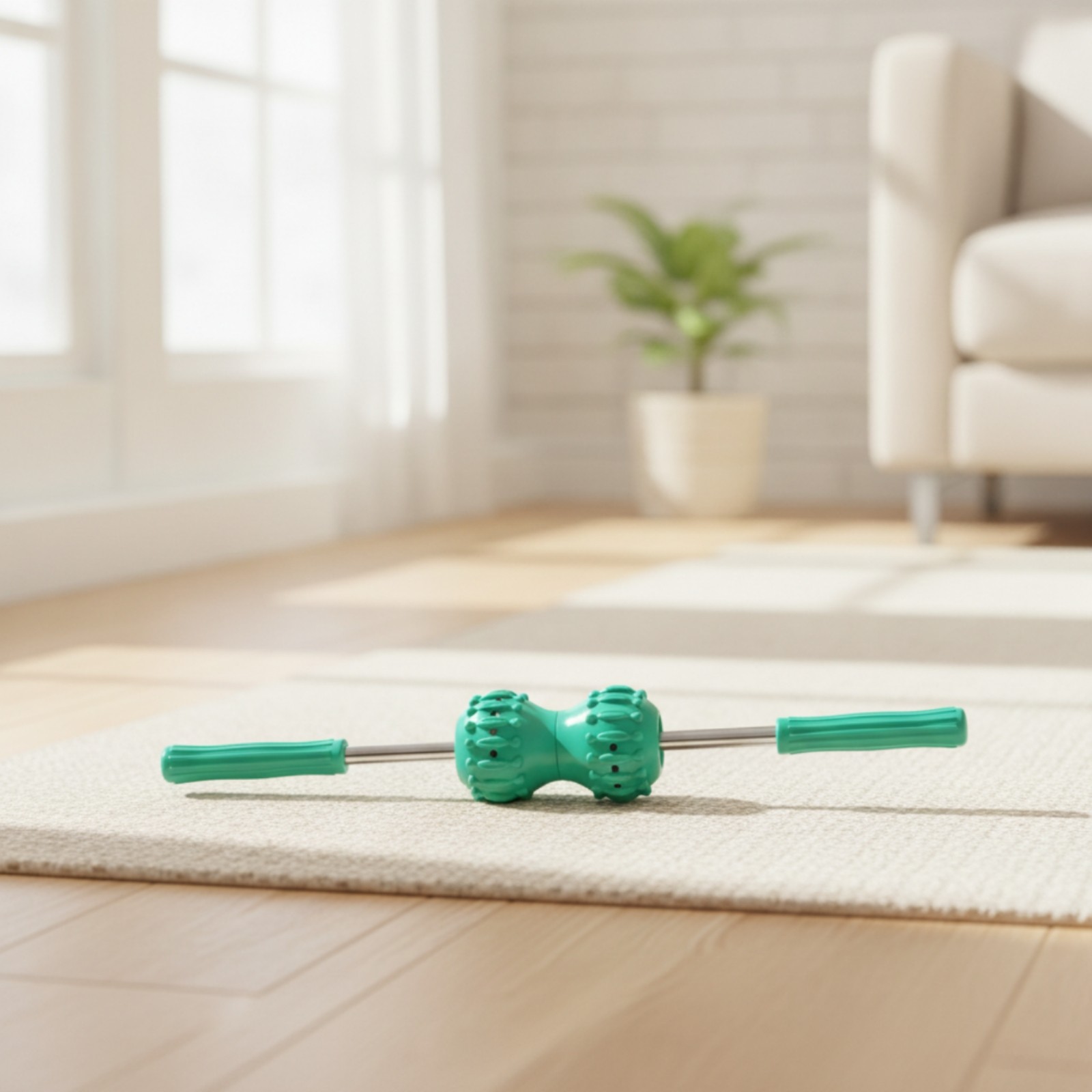 Back Massage Stick Multi-Head Roller Massager with Double-Ball Heads Non-Slip