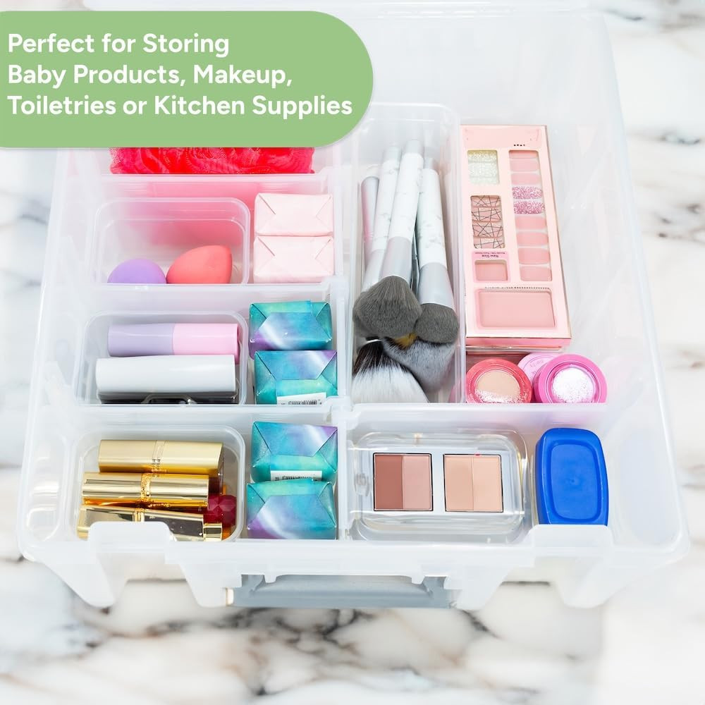 Super Satchel Double Deep Box - 8 Removable Compartments for Craft Storage