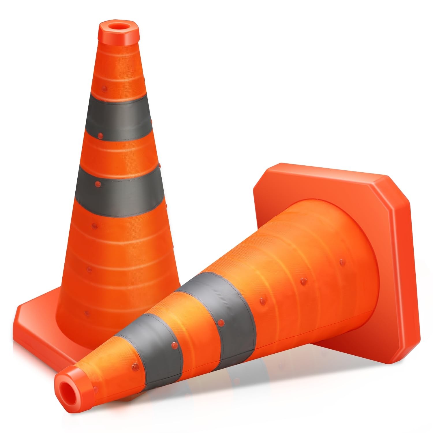 18 Inch Collapsible Orange Traffic Safety Cones 2 Pack Auto Safety Cones