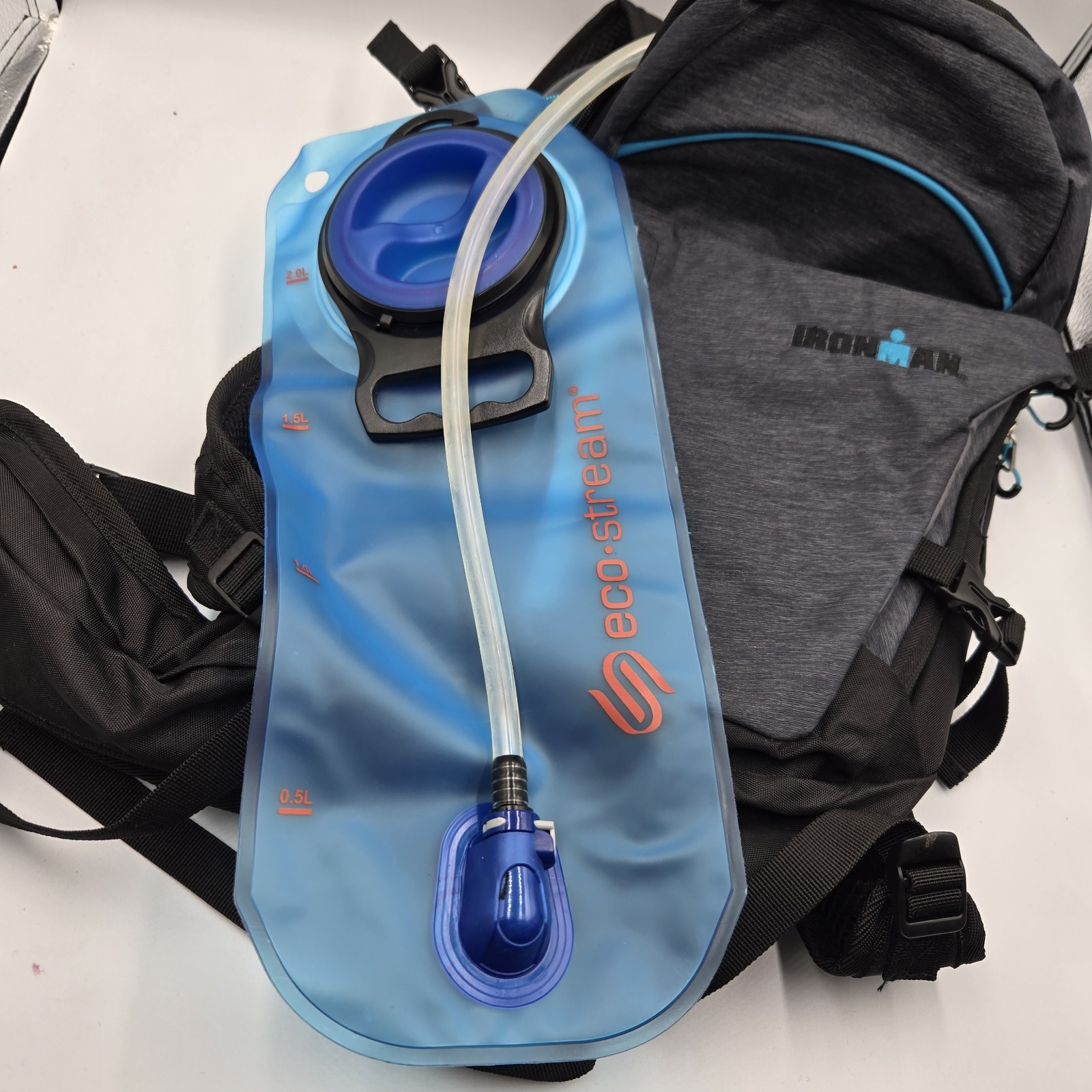 IRONMAN Hydration Hiking Running Backpack Black Blue Includes A 2L pouch