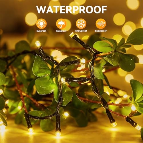 Solar String Lights Outdoor Waterproof Total 66ft 200LED 8 2 Pack Warm White