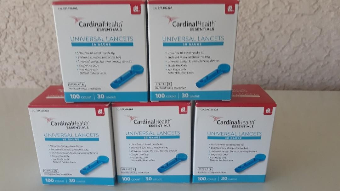 Cardinal Health 30 Gauge Lancets, Universal (5 Boxes of 100 Each) Free shipping