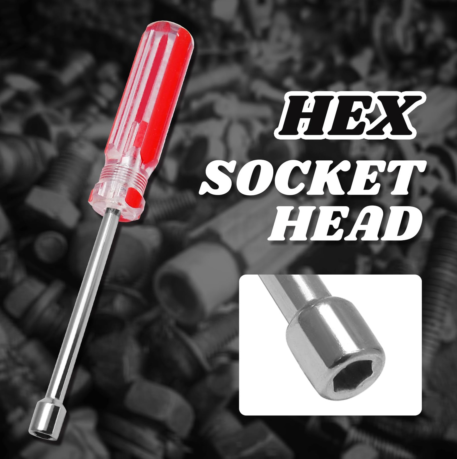 1/4 Inch Hex Nut Driver, Socket Wrench Screwdriver with 3.7-Inch Hollow Shaft...