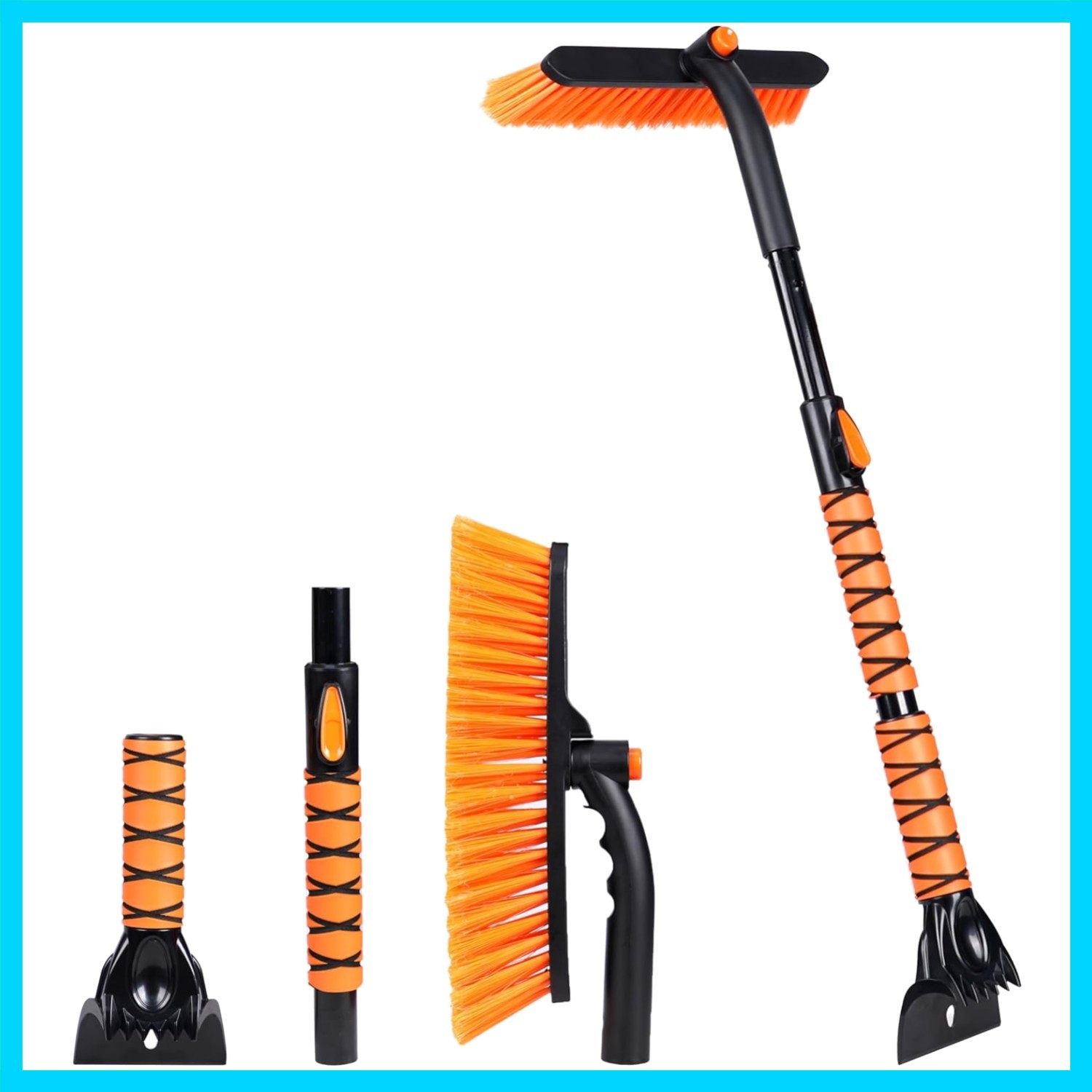36" Extendable Snow Brush and Ice Scraper | 3-in-1 Telescopic Snow Removal Br...