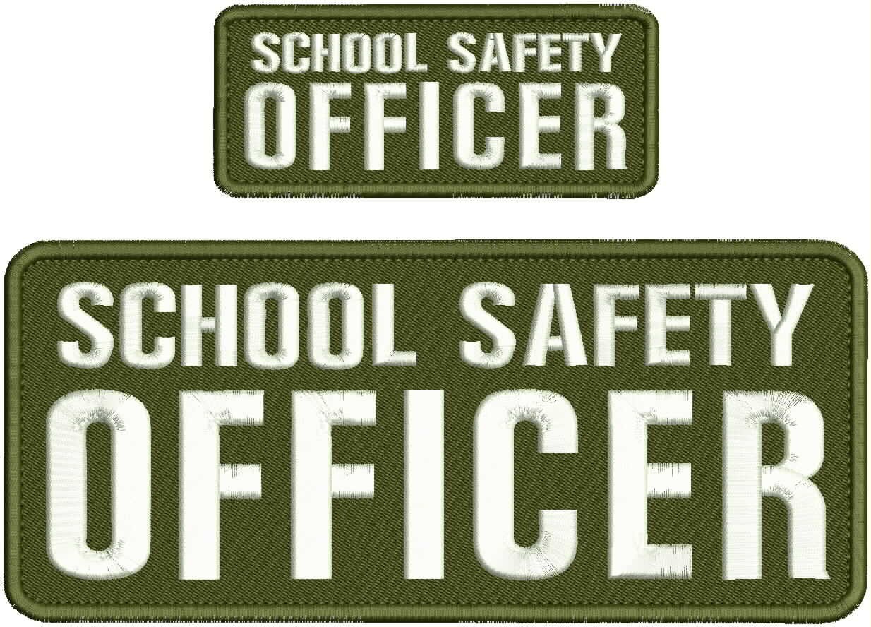 Collectible 2 Embroidery Patch ''School S O '' 4x10 and 2x5 White  On Od Green