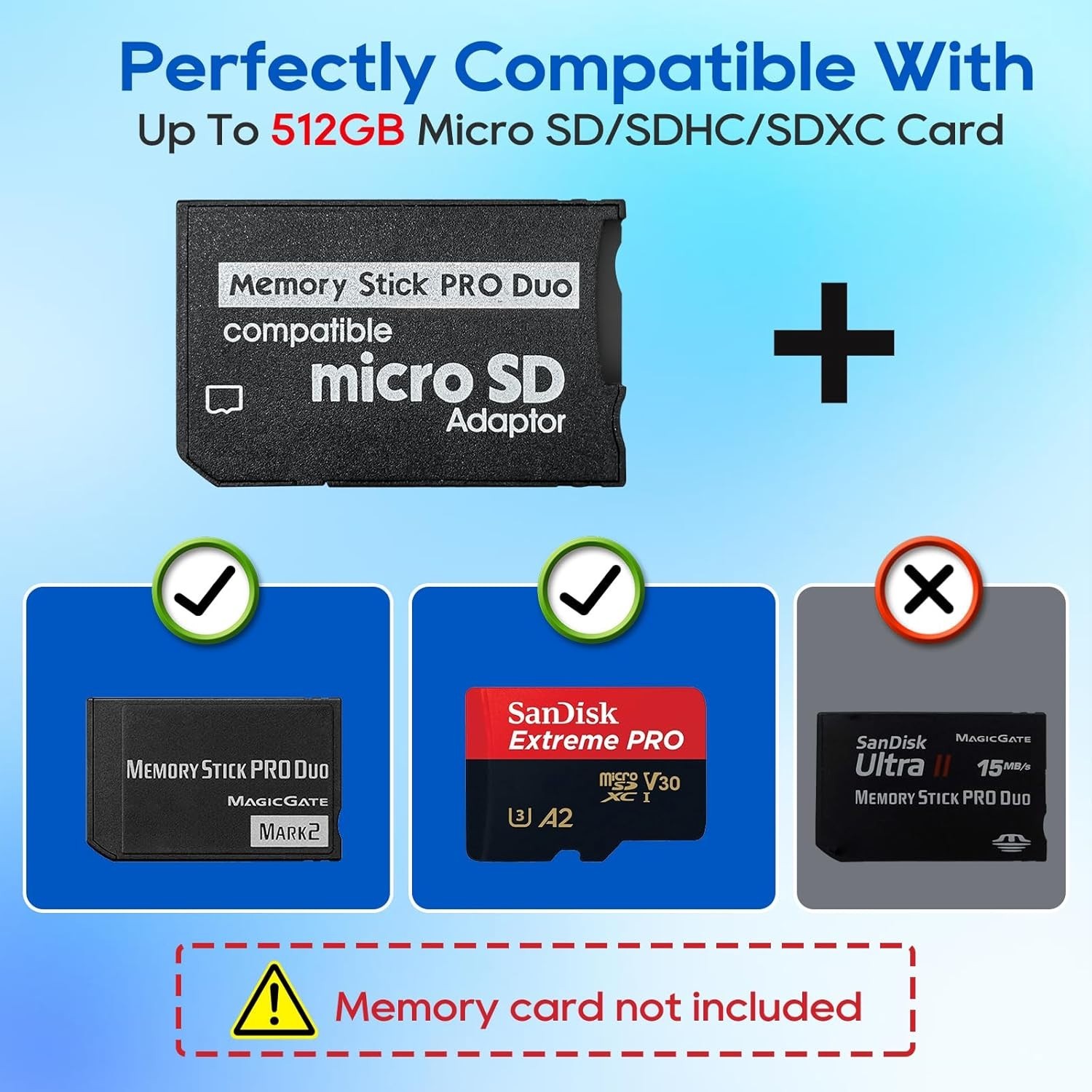 High-Performance PSP Memory Stick Adapter, Micro SD to PRO Duo, Durable Design