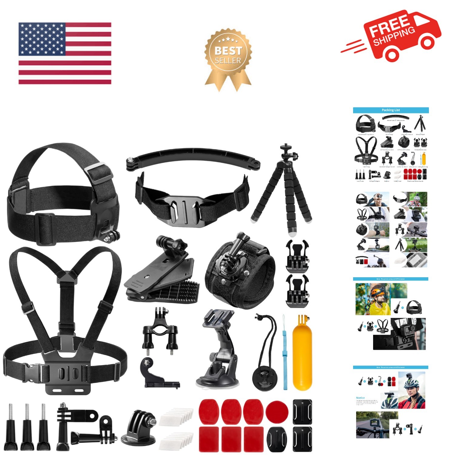 42 in 1 Action Camera Accessories Kit for EK7000/EK7000 Pro/Brave 4/Brave 4 p...