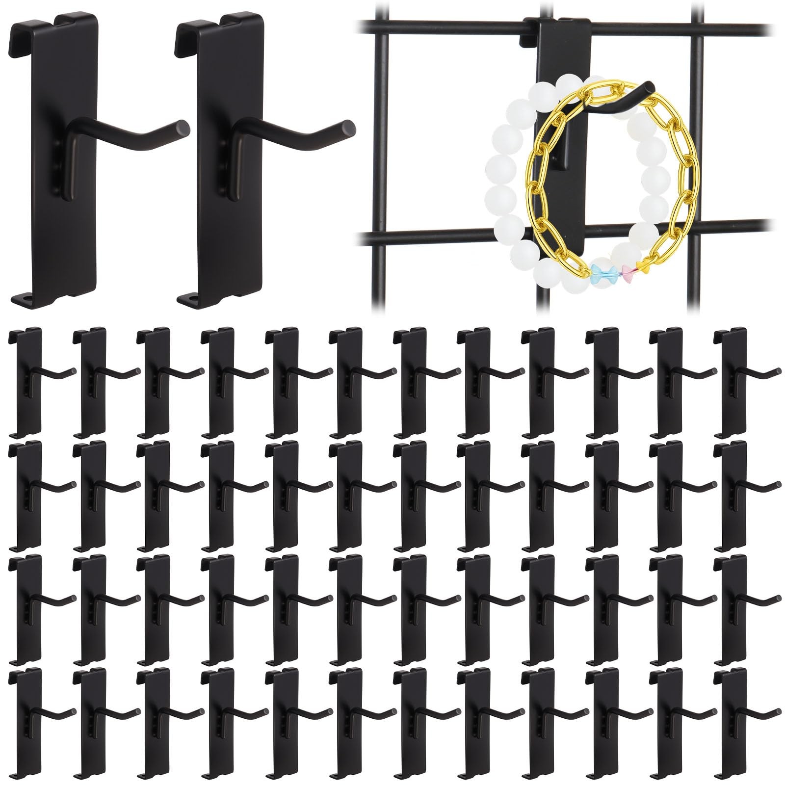 50 Pack Gridwall Hooks, 2 Inch Heavy Duty Display Hooks for Wire Grid Wall Pa...