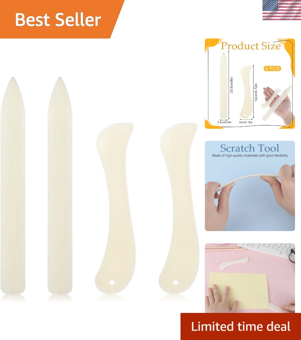 4 Pcs Bone Folder Paper Creaser Set, Folding Scoring Burnishing Crafting Scoring