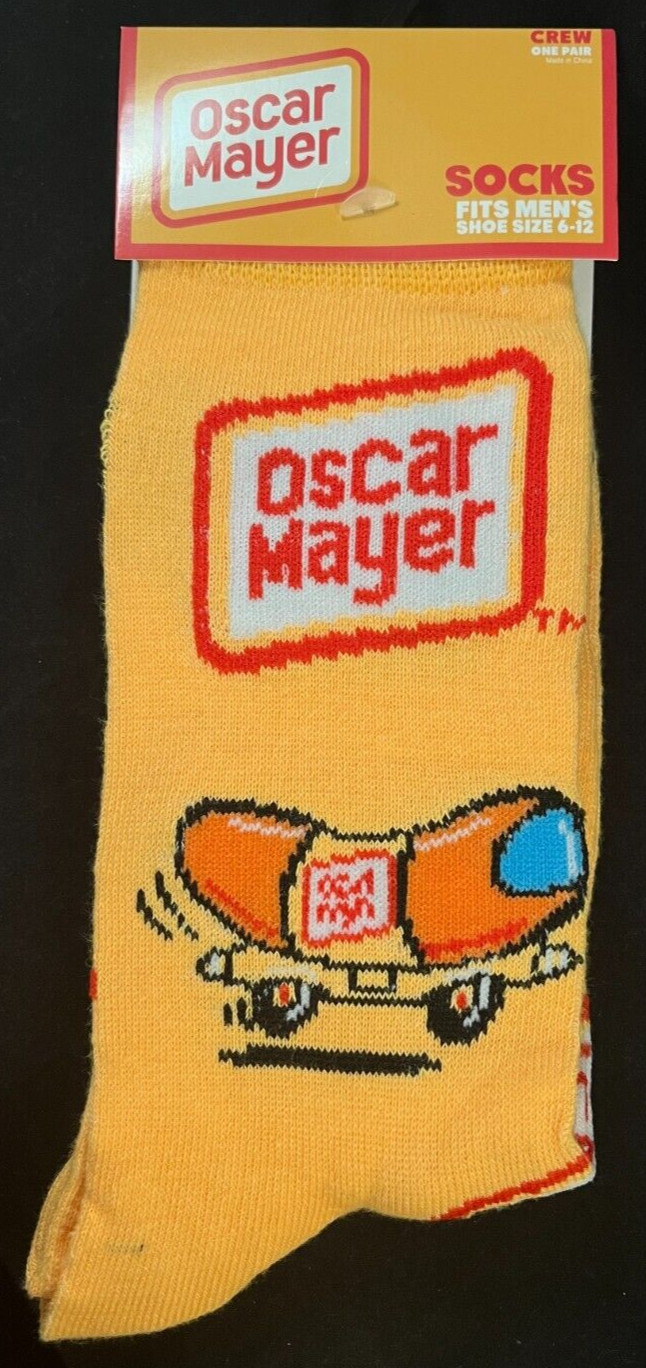 Oscar Mayer - Weinermobile - Size Men's 6-12 - One Pair - Novelty Socks - Yellow
