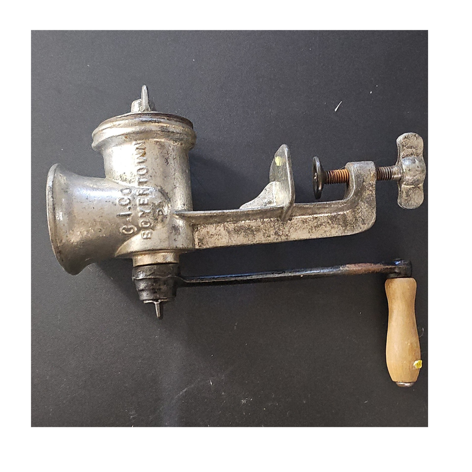 Keystone No. 20 Manual Clamp-On Meat Grinder w/ Crank, Plate & Blade