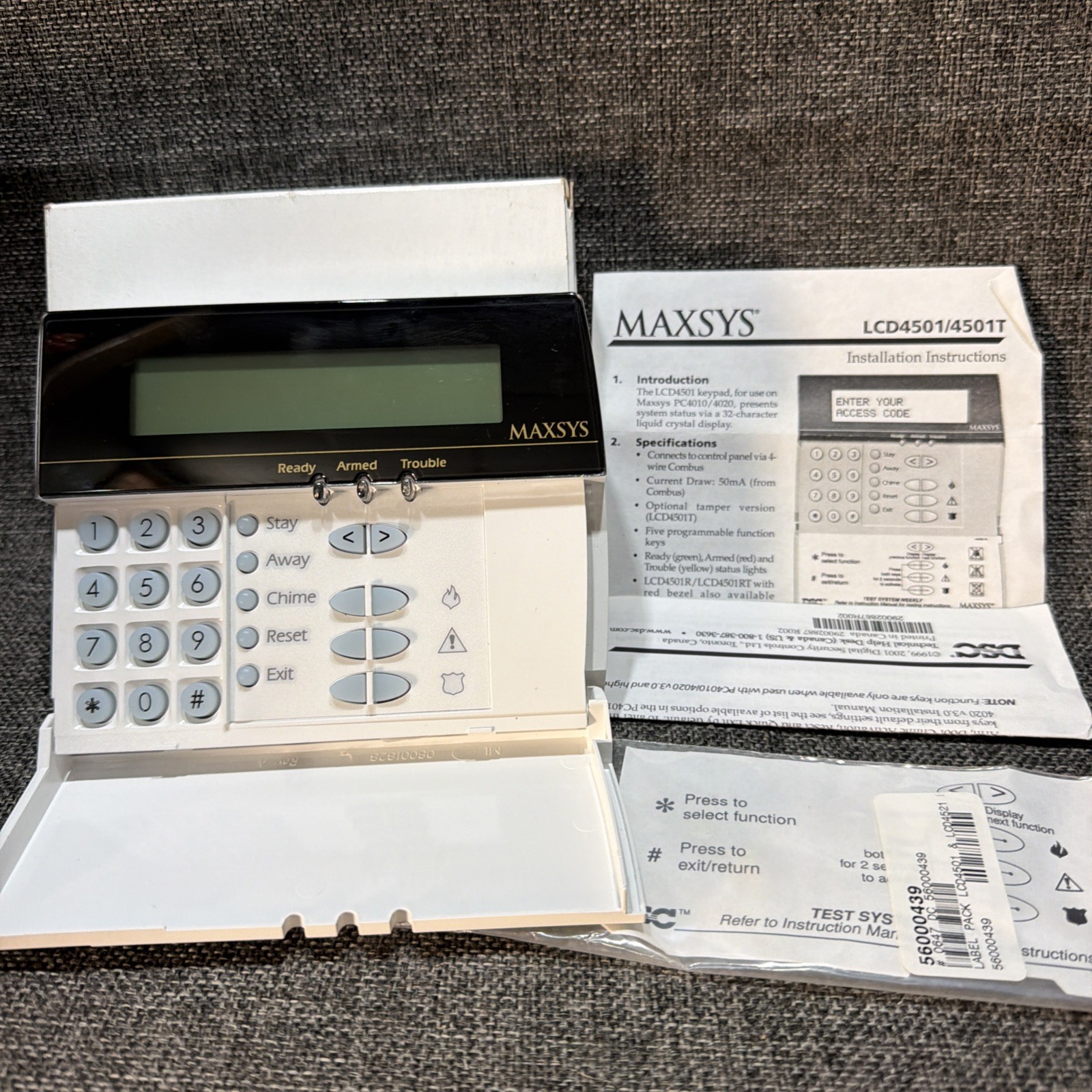 NEW DSC MAXSYS LCD4501 Programmable Message LCD-4501 Keypad for PC4010 & PC4020