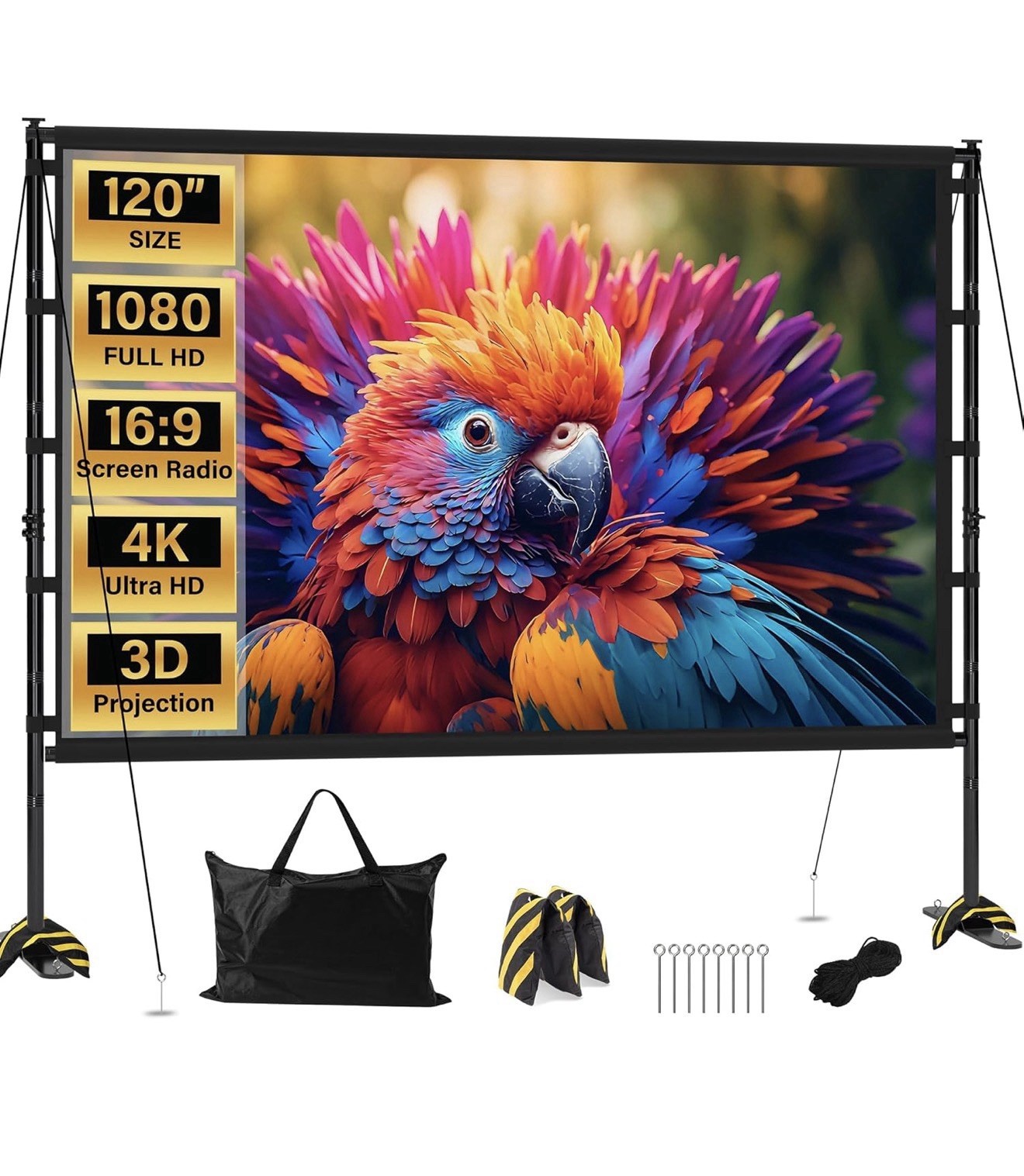 120 Inch Portable Projector Screen & Stand 16:10 Indoor Outdoor Brand New