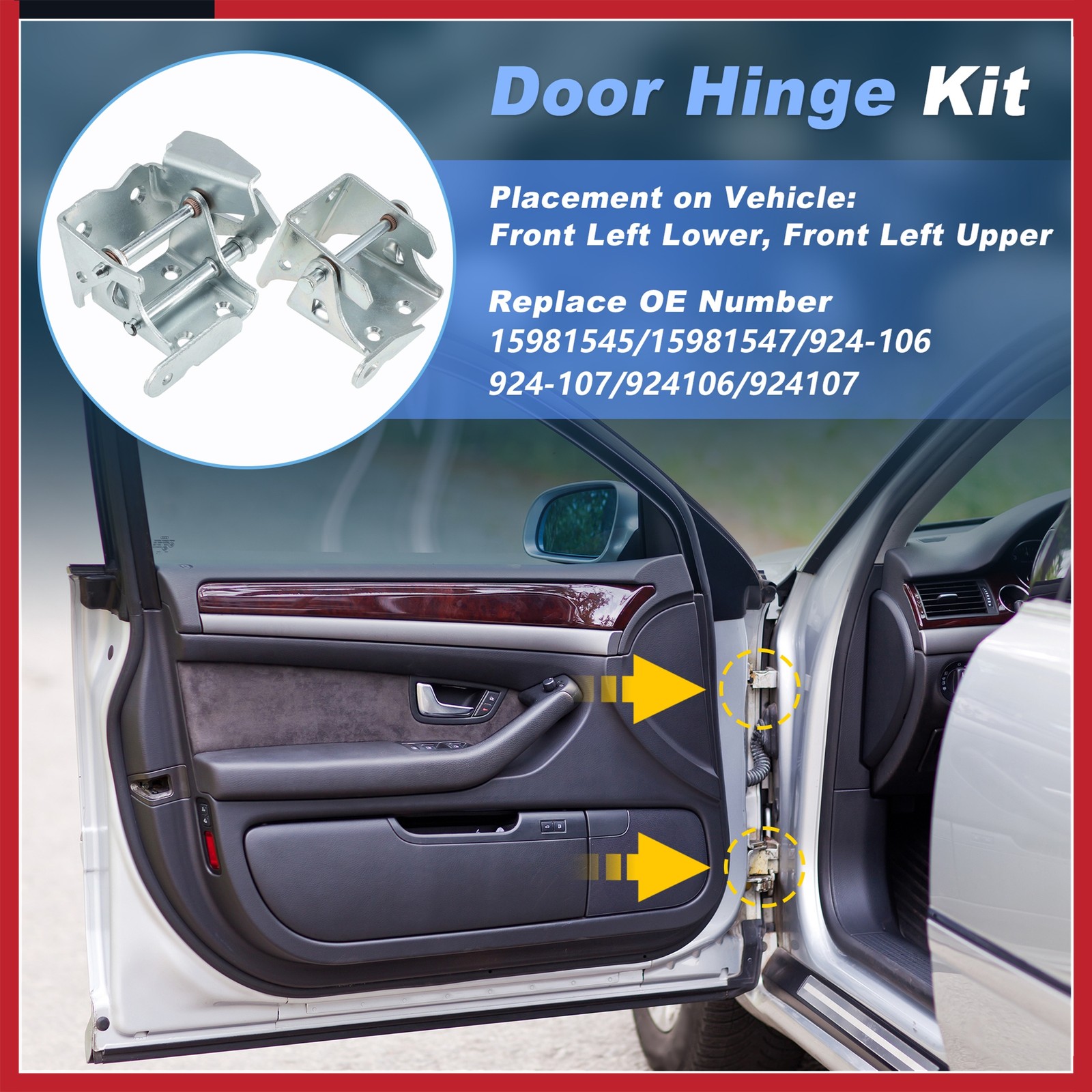 Front Left Upper Lower Door Hinge Kit for Chevy Blazer S10 95-2005 15981545