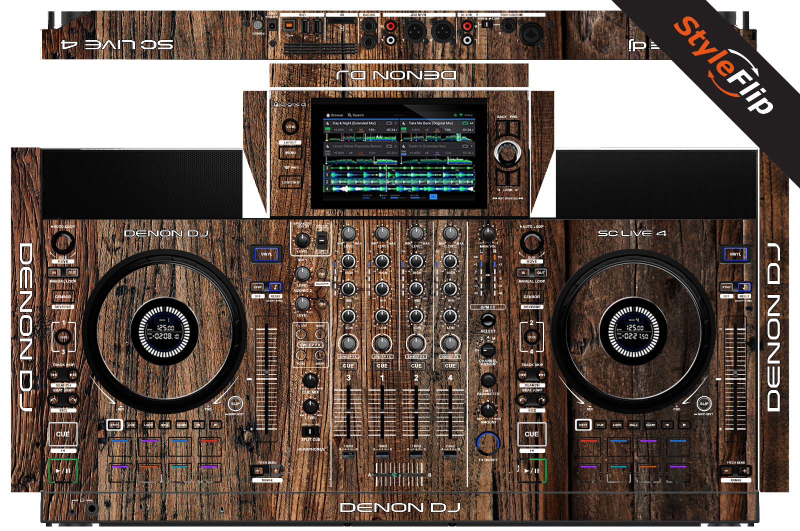Denon SC Live 4 | Color Wood 3 | Protective Decal | StyleFlip Skins