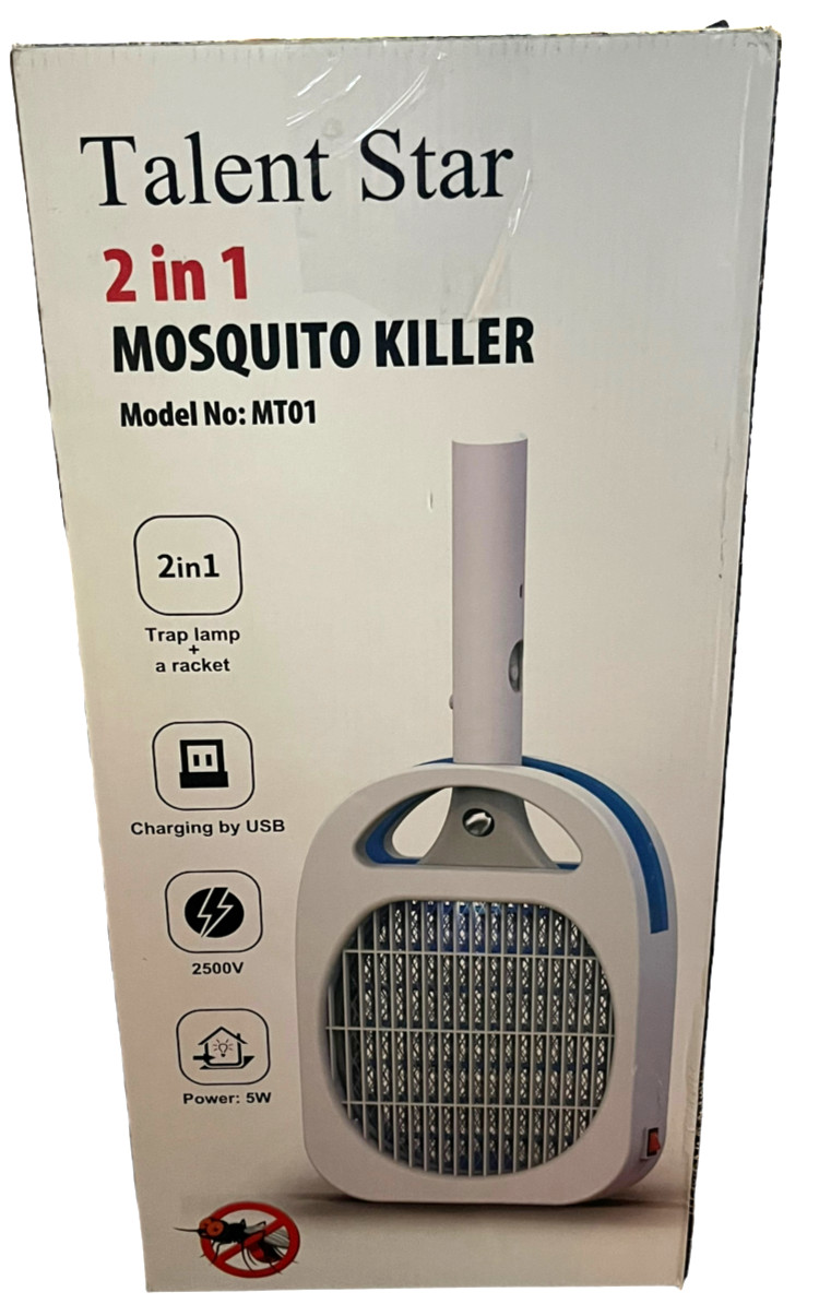 2-in-1 Mosquito Killer Lamp & Racket USB Rechargeable LED Bug Zapper