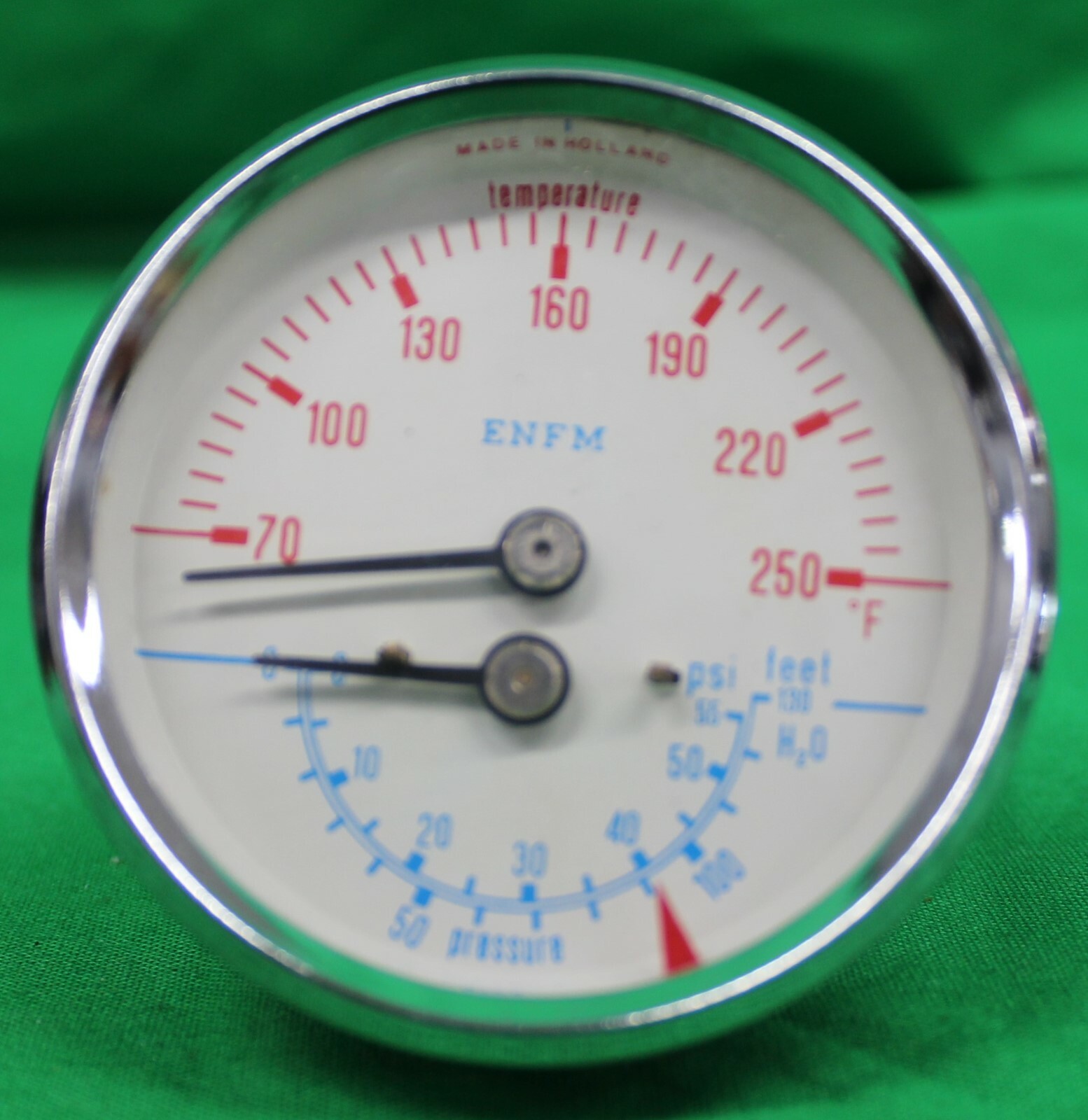 Original ENFM Temperature/Psi Gauge Company 55 psi Gauge Untested Steampunk