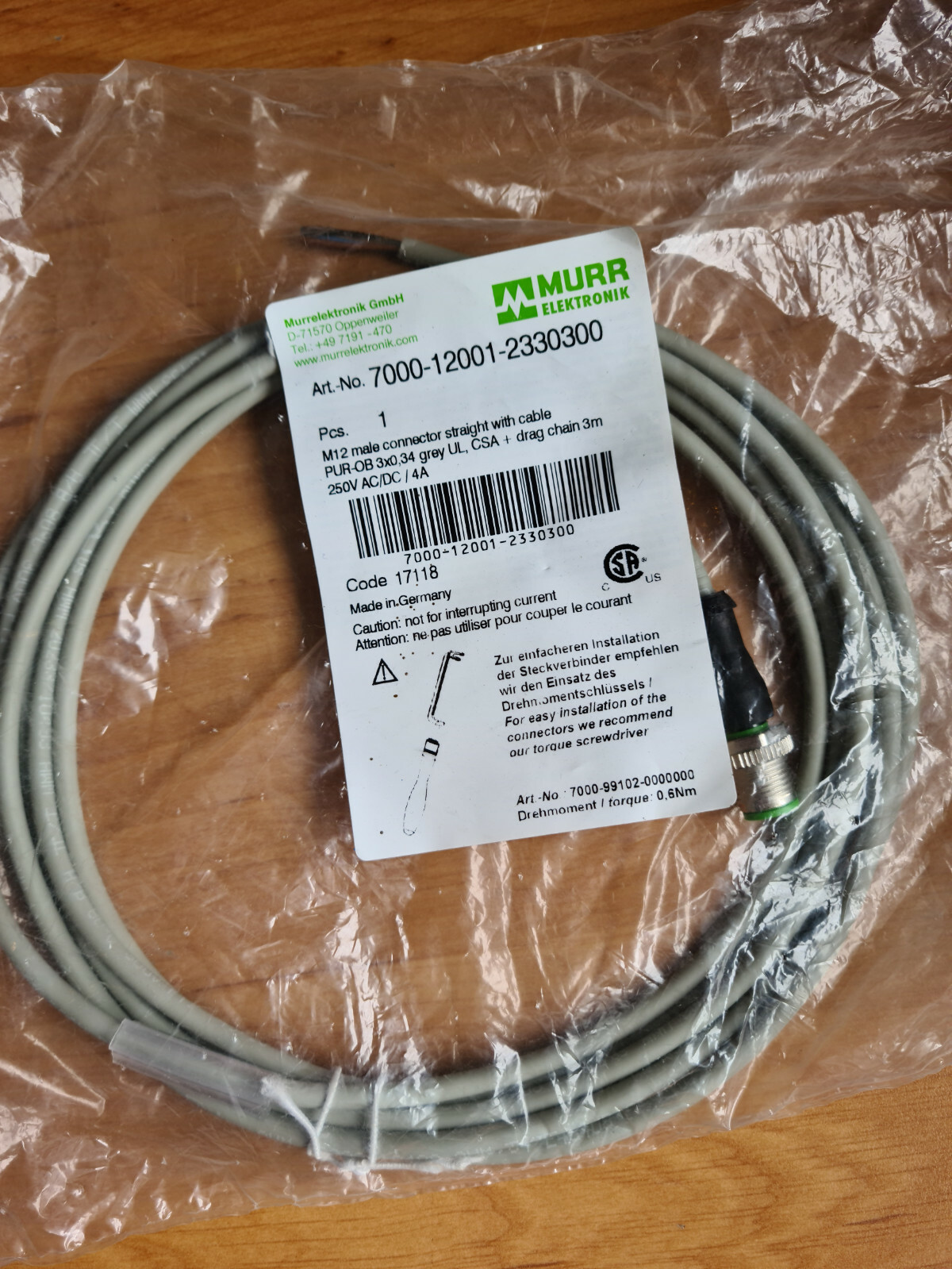 Murrelektronik Connector 7000-12001-6230200 Sensor Actuator Cable