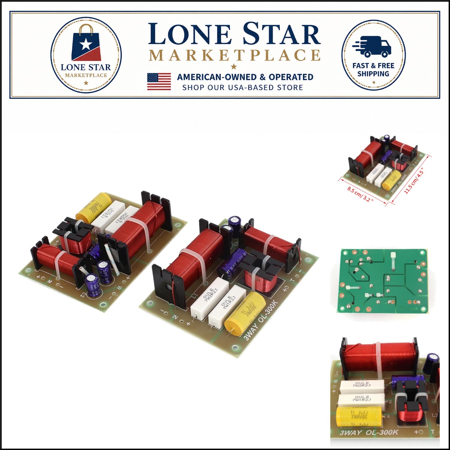 Compact 3-Way Crossover Filters 180W - Enhances Audio Clarity in Vehicles