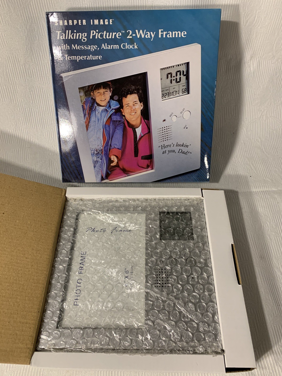Sharper Image Talking Picture 2-Way Frame w/ Message, Alarm Clock & Temperature