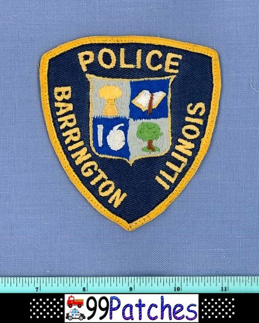 BARRINGTON (Old Vintage) ILLINOIS Police Patch TREE BOOK BOMB CHEESECLOTH 9M