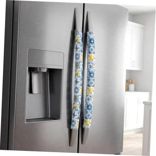 Refrigerator Handle Covers Set of 2 Amalfi Coast Kitchen blue and yellow Lemon