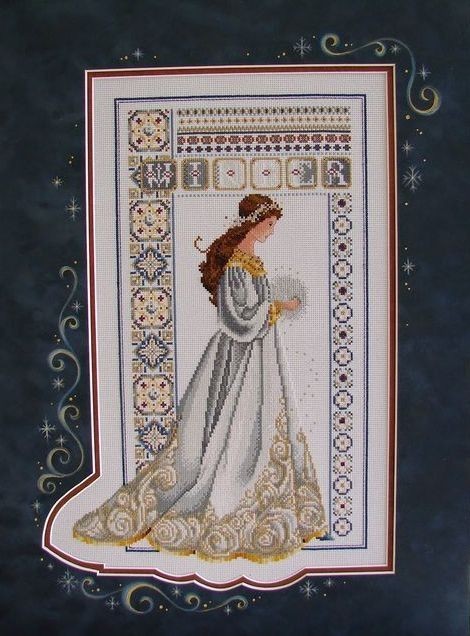 Cross Stitch Pattern Celtic Lady WINTER Gold Lavender&Lace Queen Miss DMC