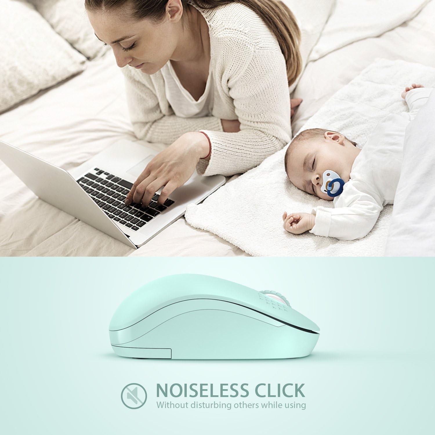 seenda Wireless Mouse, 2.4G Noiseless Mouse with USB Receiver - Portable Comp...