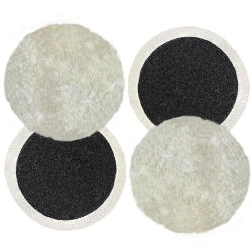 6 Inch Wool Buffing Pads, 2 Pack with Hook & Loop Backing and Cleaning Spur Tool
