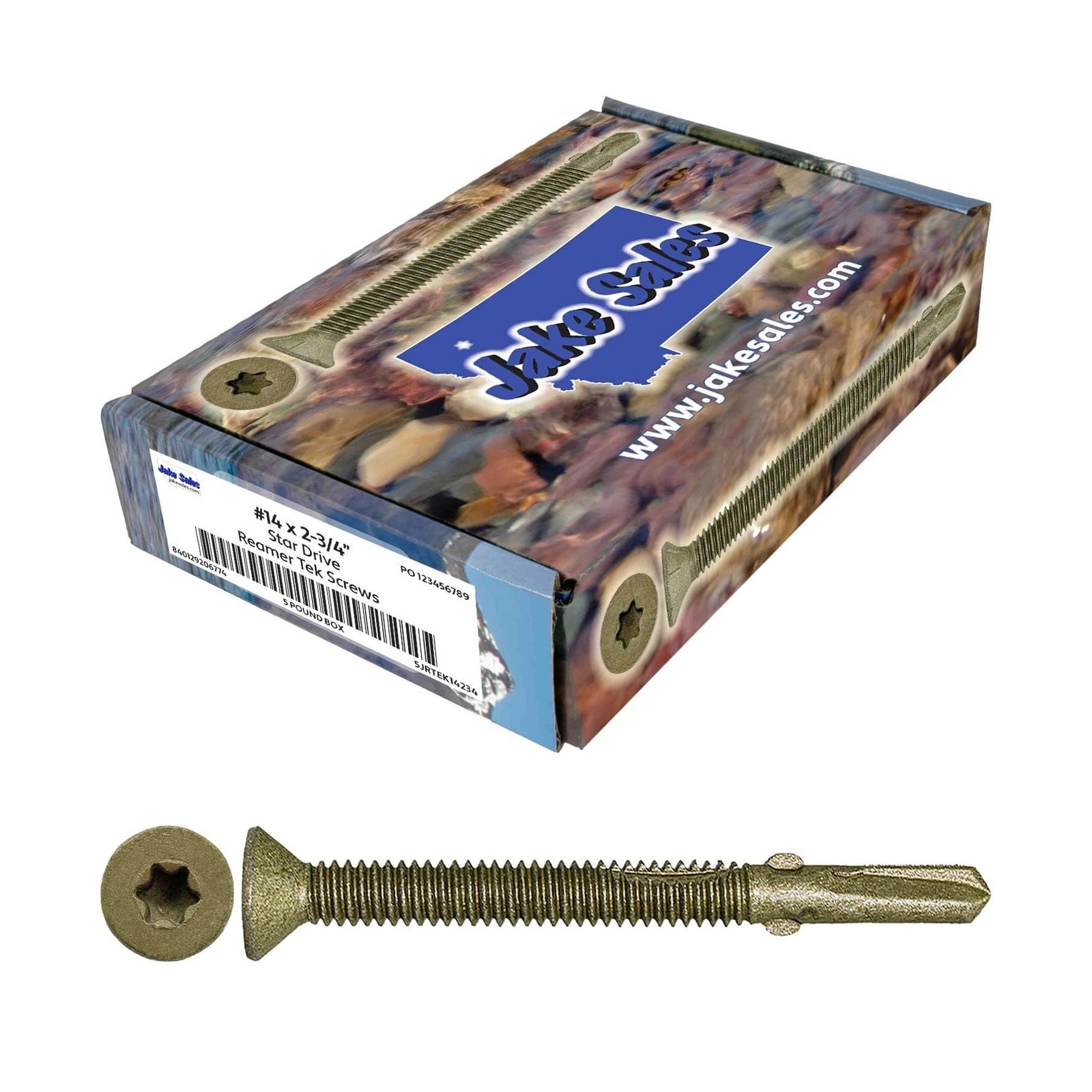 14x2-3/4 Reamer Tek Torx/Star Head Self-Drilling Wood to Metal Screws - for F...