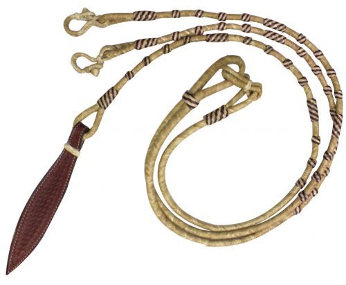 Western Saddle Horse 12 Plait Braided Leather Romal Romel Reins w/ Leather End
